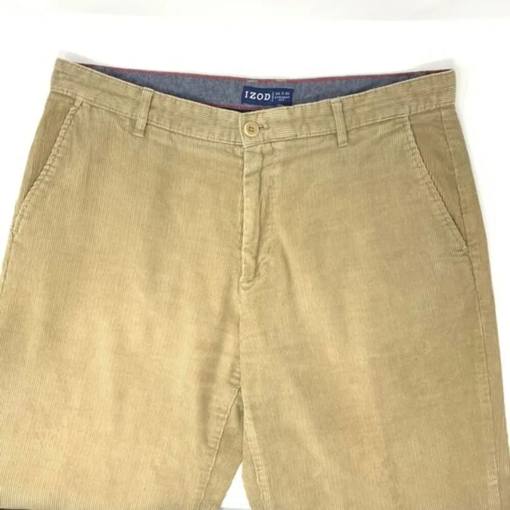 Izod Tan Corduroy Straight Fit Cotton Men's Pants Size W34‎ L29